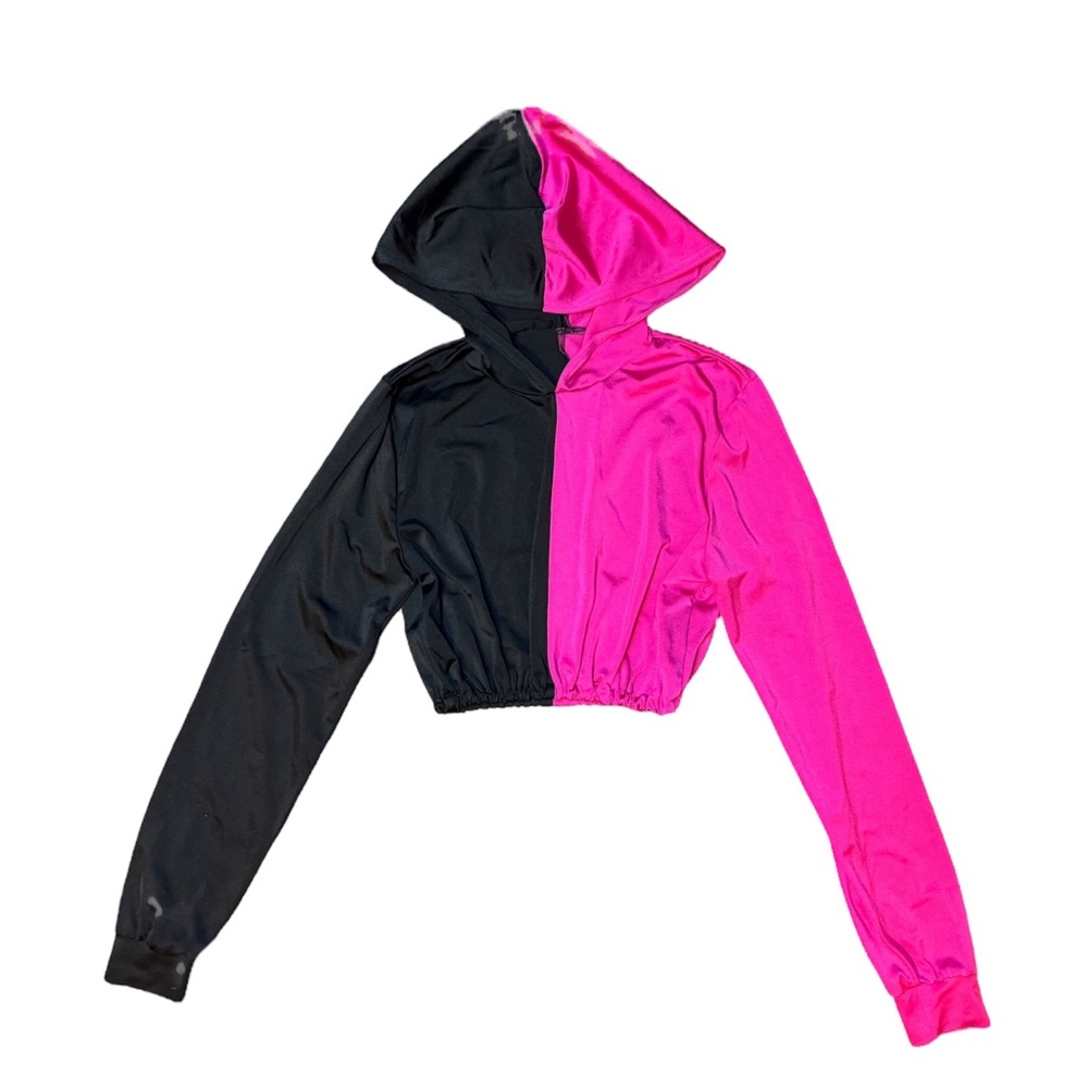 Kelle Dancewear | Black and Pink Hooded Long Sleeve Crop Top for Dance, SA